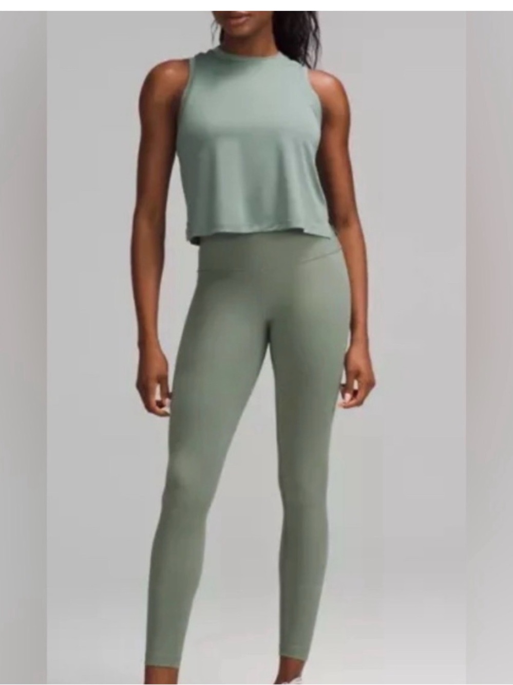 lululemon Wunder Train HR Grey Eucalyptus Leggings size 10 & free tote - Picture 4 of 7